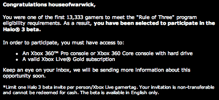 Halo 3 Beta Invite
